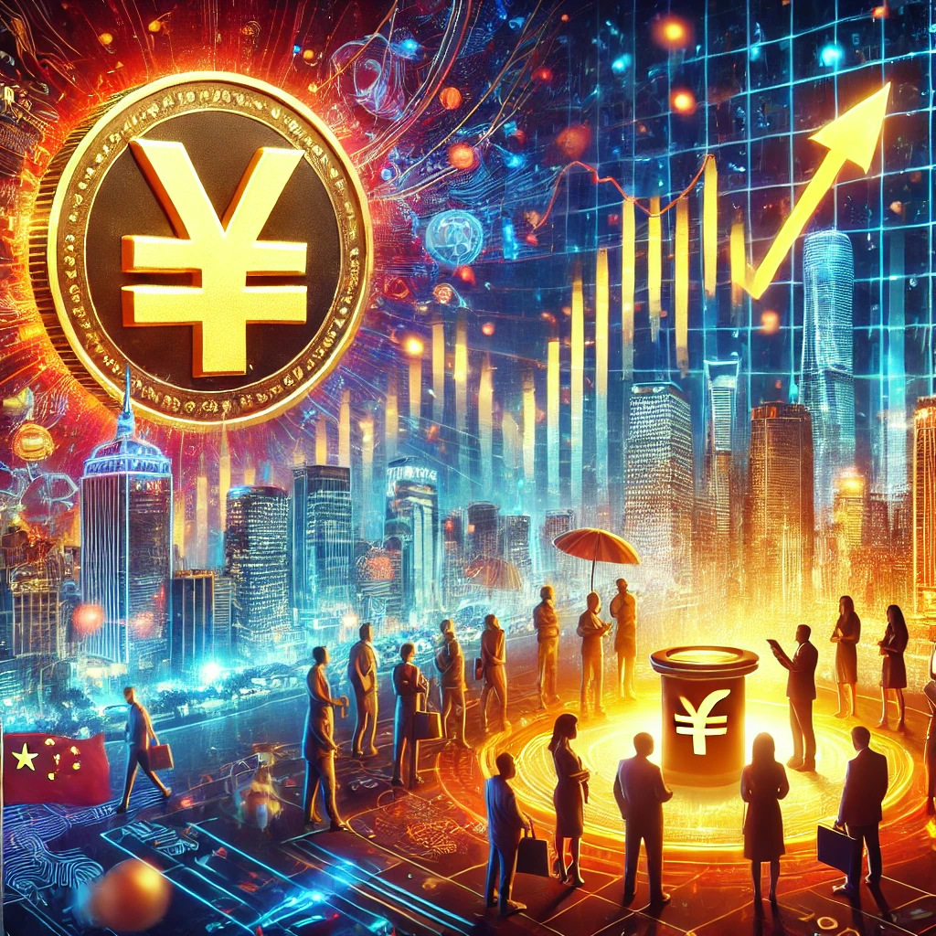 DALL·E 2025 02 16 21.41.40 A striking digital illustration representing Chinas economic focus on increasing domestic consumption in 2025. The image features a futuristic financ