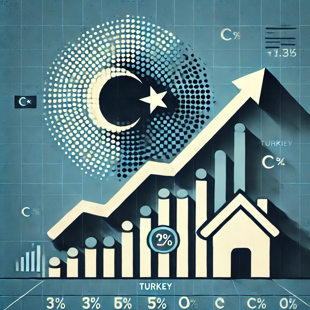 DALL·E 2025 02 25 13.09.35 A minimalist and powerful financial news graphic representing Turkeys inflation expectations. The image should feature a simple yet impactful design