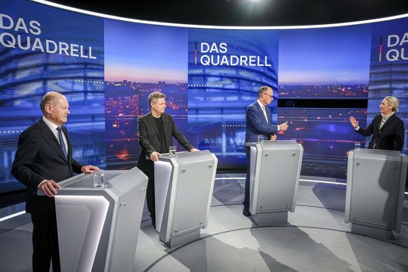 Olaf Scholz, Robert Habeck, Friedrich Merz, Alice Weidel.