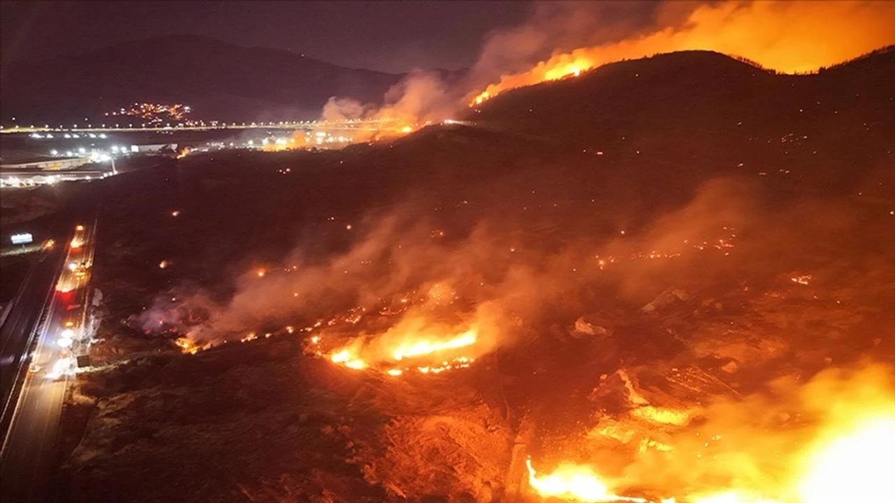 izmirde copluk alanda baslayan yangin ormanlik alana sicradi