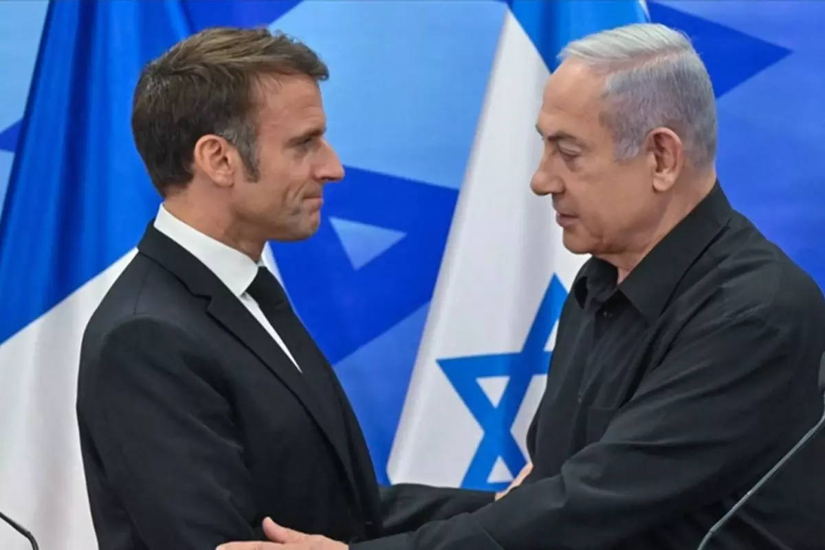 netanyahu filistini tanimaliyiz diyen macron ile telefonda gorustu